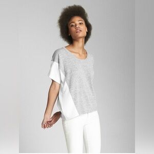 GAP Softspun Short Sleeve Panel T-Shirt Size Large Gray/White